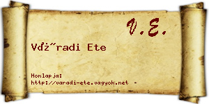 Váradi Ete névjegykártya